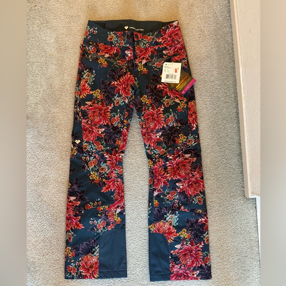 Obermeyer Women’s ski pants - Dark gray with sunset floral  NWT!
